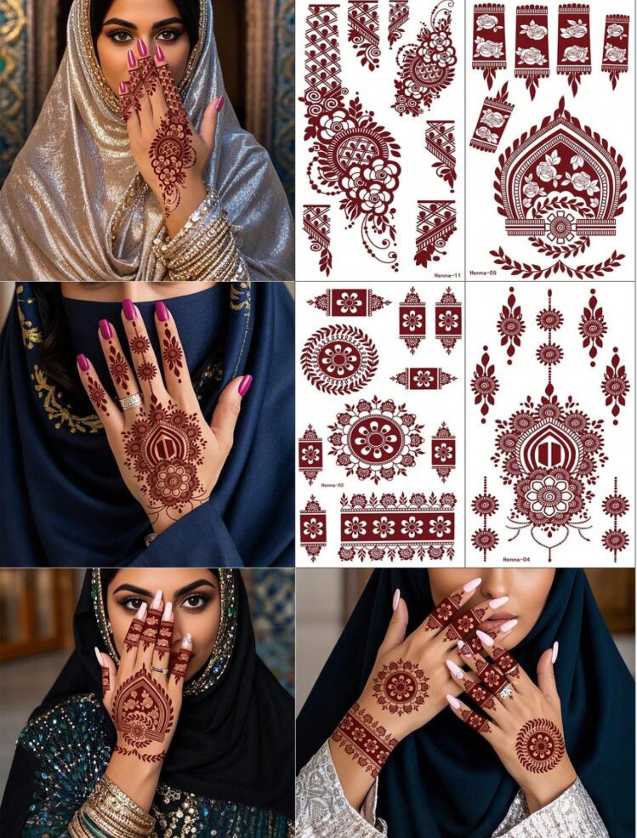 4 Autocollants henné waterproof