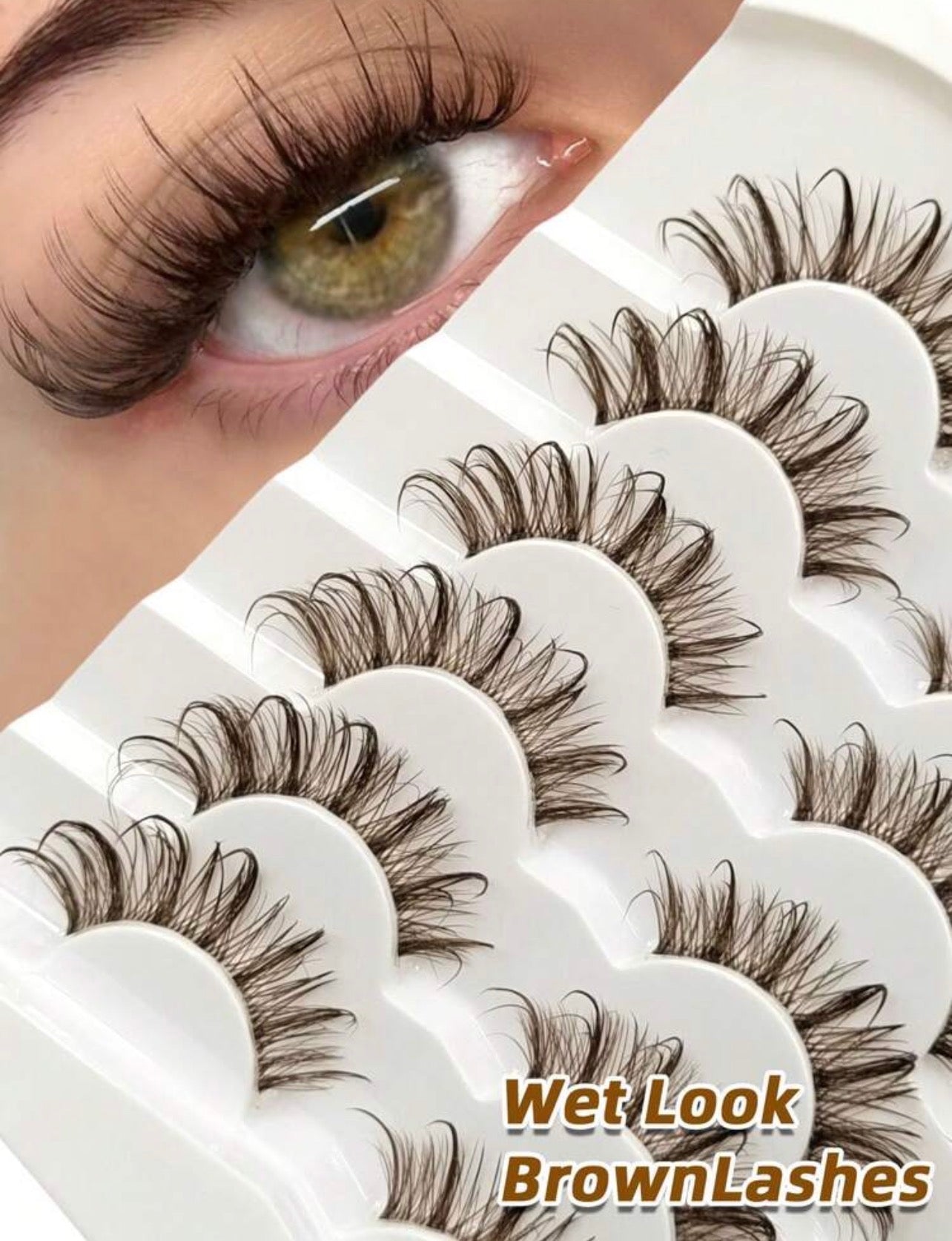 Pack (7) faux cils marron bande transparent