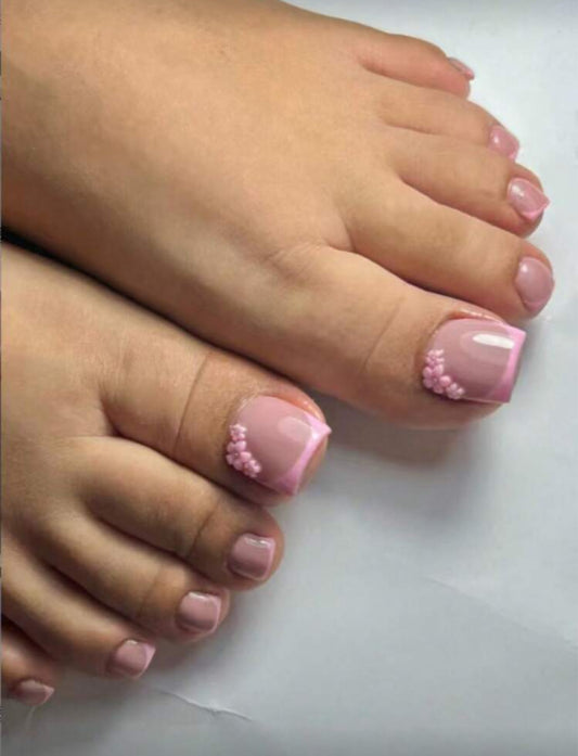 Ongles Pied french rose