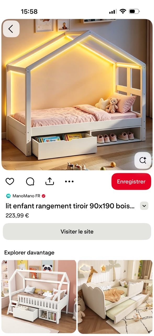 Lit haute rangement 2 tiroirs 90/190