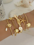 Bracelets pétales dorées / 5pcs