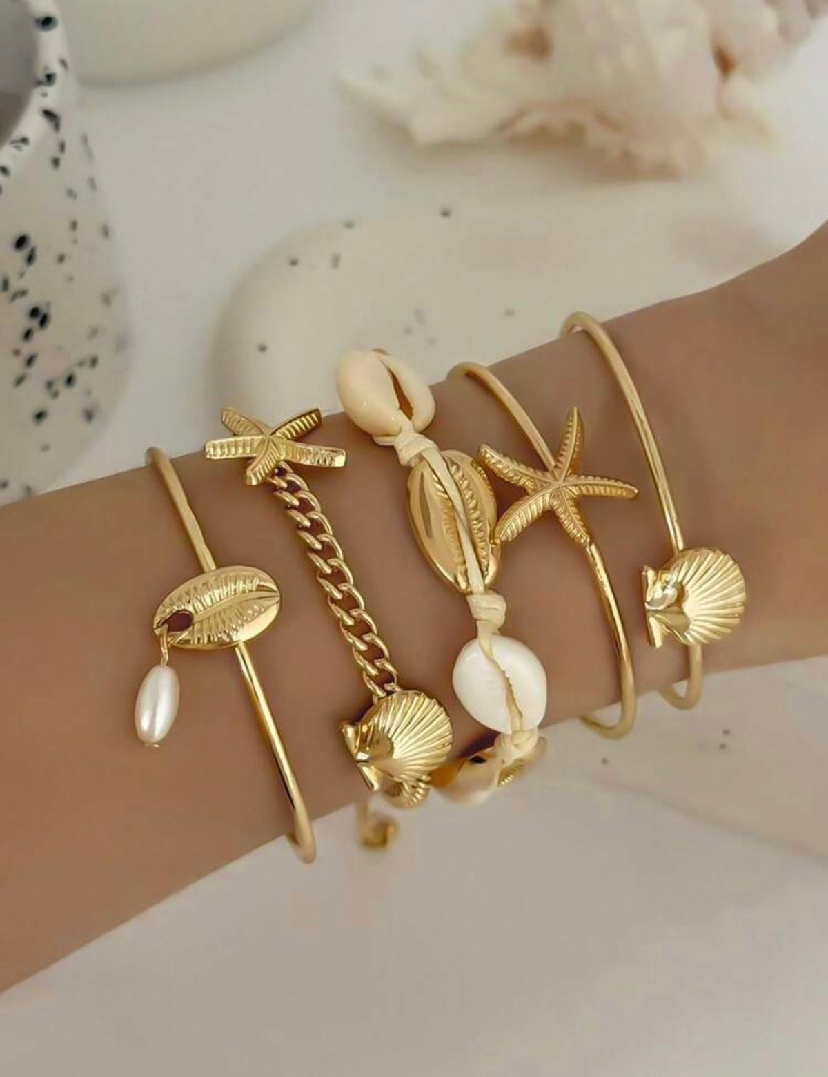 Bracelets pétales dorées / 5pcs